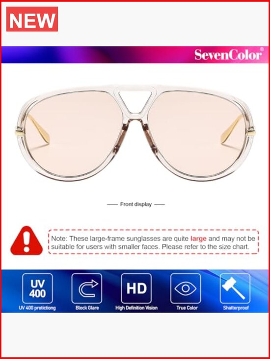 Oversized Aviator Sunglasses Retro Big Round Shield Sun Glasses Vintage main image 7